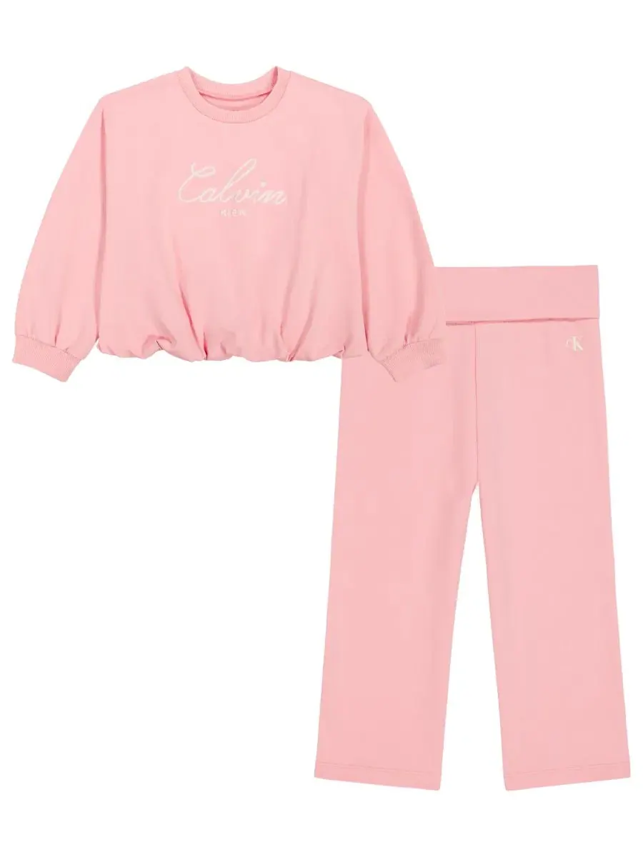 Комплект из свитшота и брюк Calvin Klein — изображение 5 из 9, розовый