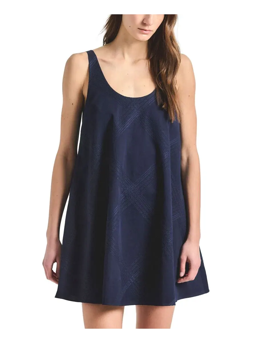 Платье-трапеция Emery Embroidered Twill Trapeze Dress Derek Lam 10 Crosby — синий
