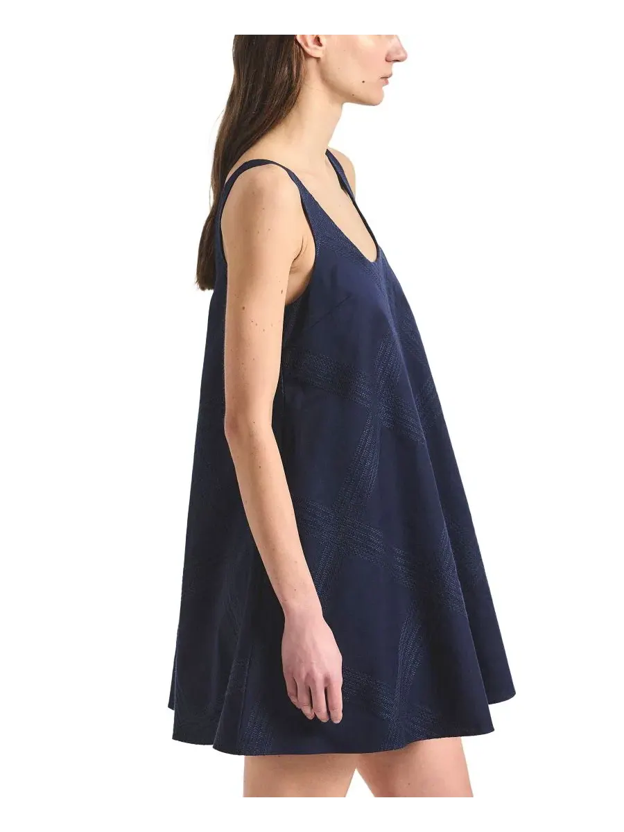 Платье-трапеция Emery Embroidered Twill Trapeze Dress Derek Lam 10 Crosby — изображение 2 из 4, темно-синий