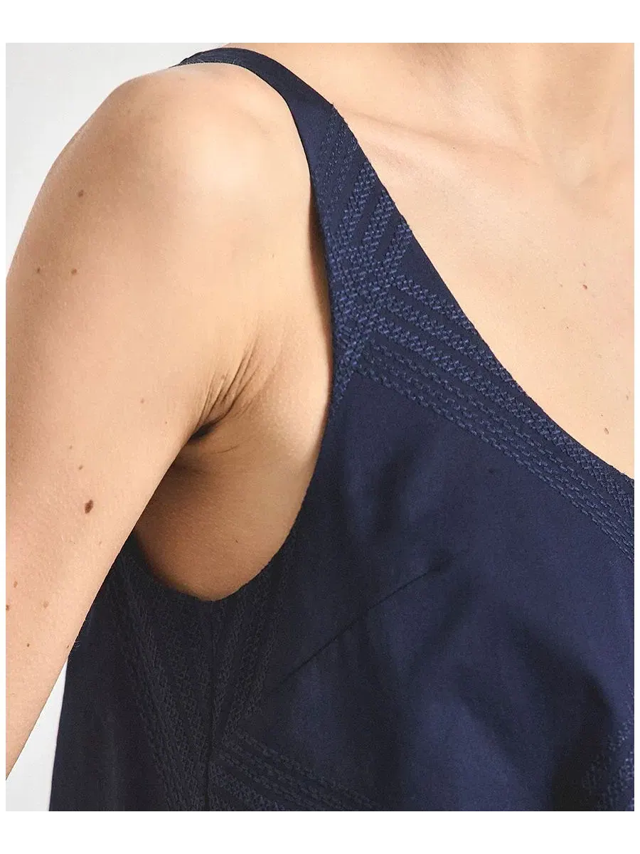 Платье-трапеция Emery Embroidered Twill Trapeze Dress Derek Lam 10 Crosby — изображение 3 из 4, темно-синий