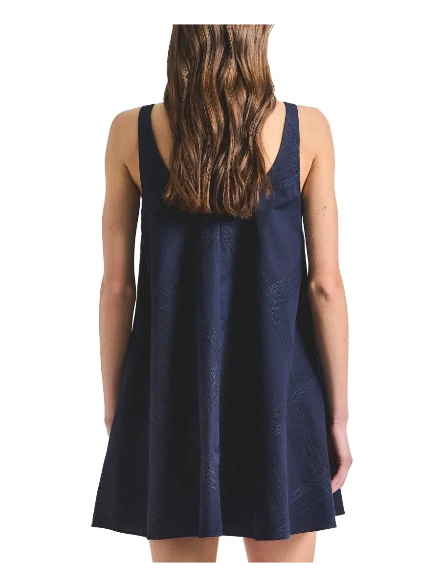 Платье-трапеция Emery Embroidered Twill Trapeze Dress Derek Lam 10 Crosby — изображение 4 из 4, темно-синий
