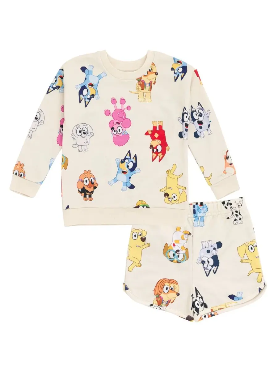 Комплект из свитшота и шорт с принтом Bluey Bingo Chloe Coco Muffin Missy Honey Indy Lila Mackenzie