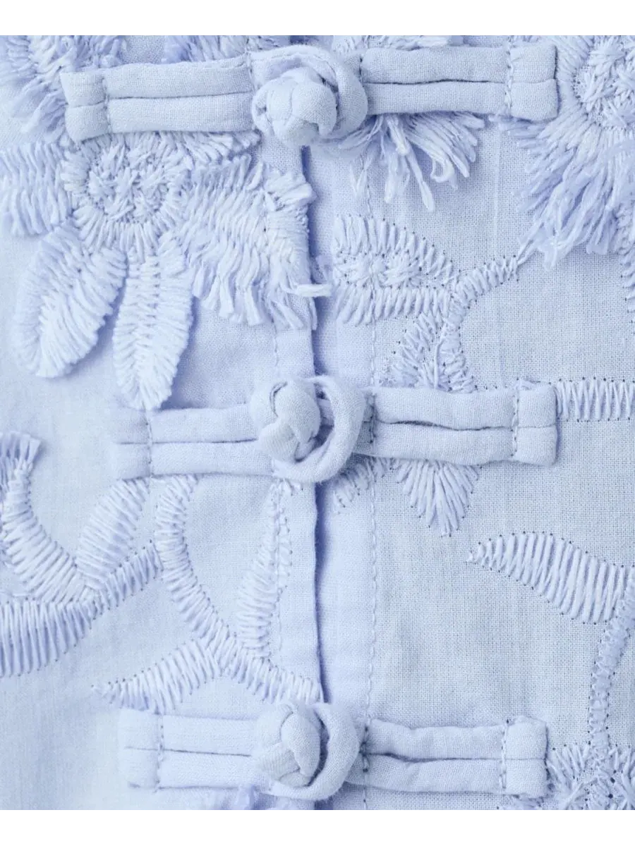 Блуза с вышивкой, с напуском, модель Embroidered Puff-Sleeve Blouse MANGO — изображение 6 из 7, синий