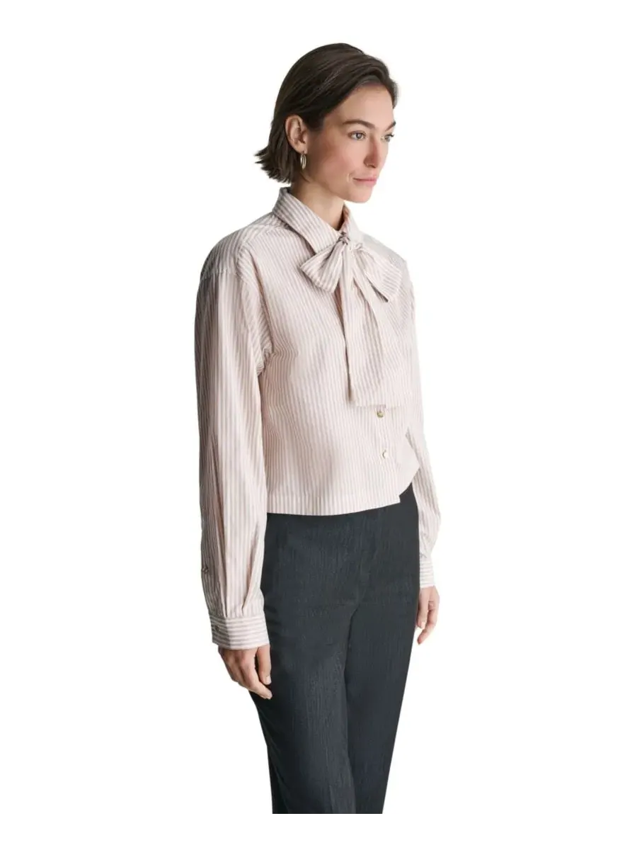 Блуза женская с длинным рукавом, с галстуком BCBG — изображение 3 из 11, светлый/белый