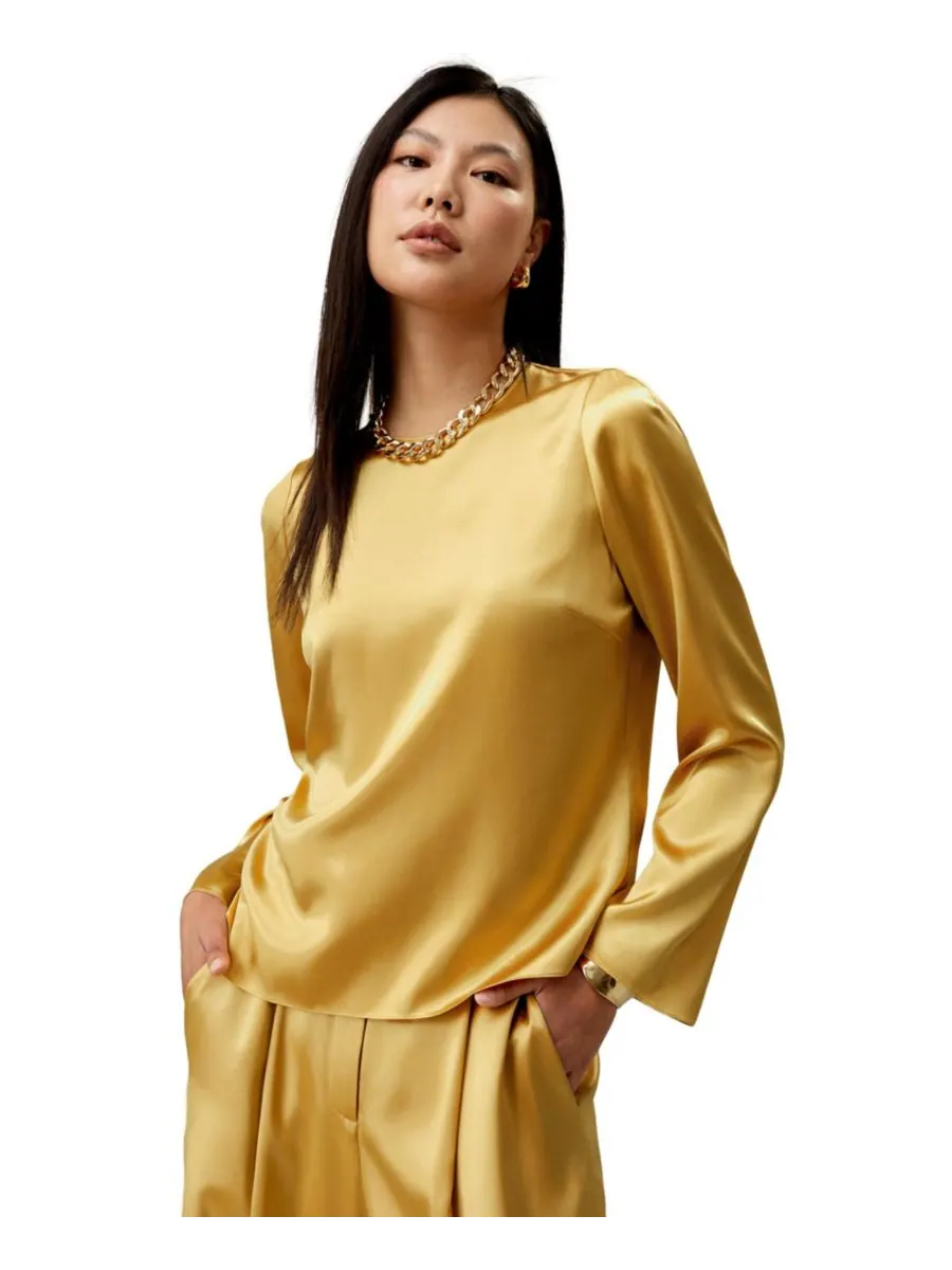 Минималистичный шелковый топ с длинными рукавами для женщин LILYSILK