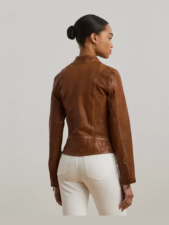 Куртка из состаренной кожи Lauren Ralph Lauren — изображение 2 из 6, коричневый