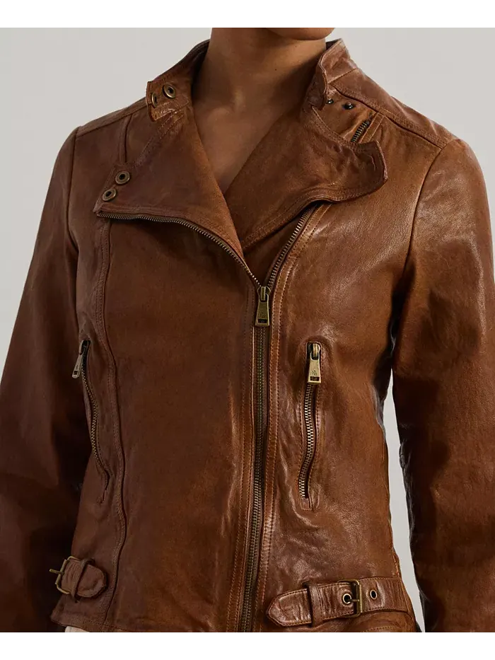 Куртка из состаренной кожи Lauren Ralph Lauren — изображение 3 из 6, коричневый