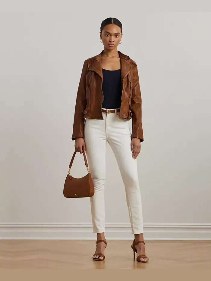 Куртка из состаренной кожи Lauren Ralph Lauren — изображение 5 из 6, коричневый