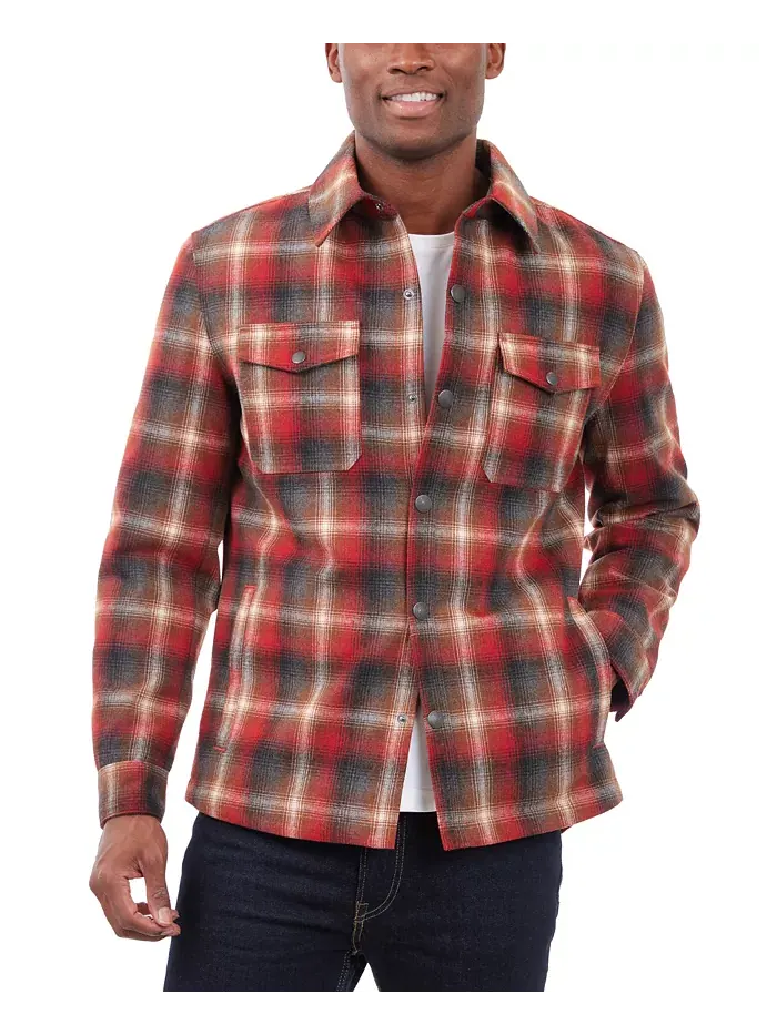 Мужская стеганая рубашка-куртка из шерсти Lucky Brand — изображение 3 из 4, красный
