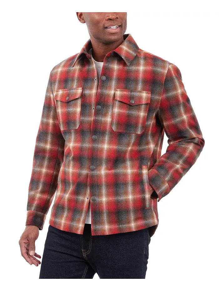 Мужская стеганая рубашка-куртка из шерсти Lucky Brand — изображение 4 из 4, красный