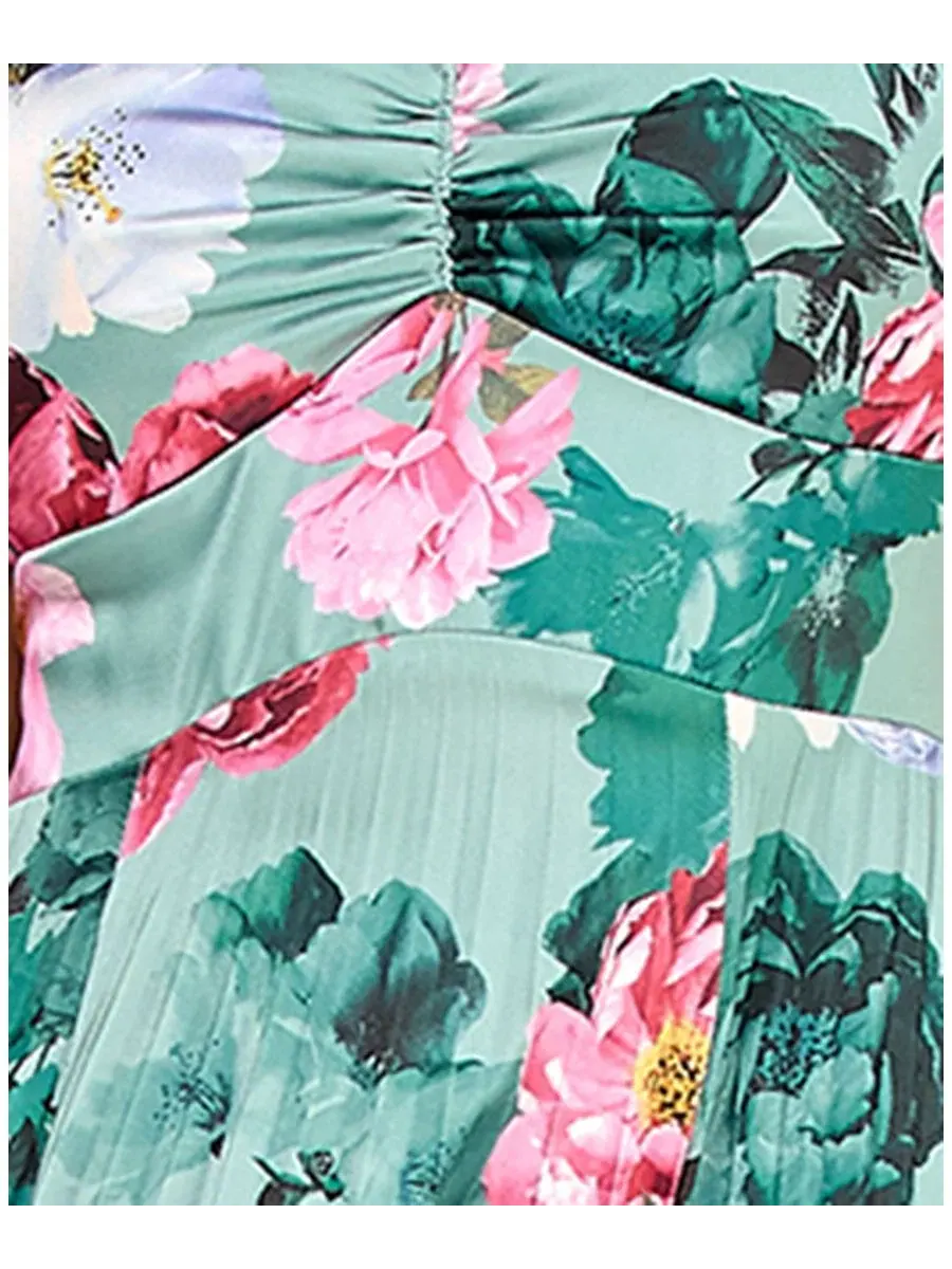 Платье-макси с принтом, модель Floral Tie-Back Pleated KATIA RAE — изображение 6 из 6, мульти