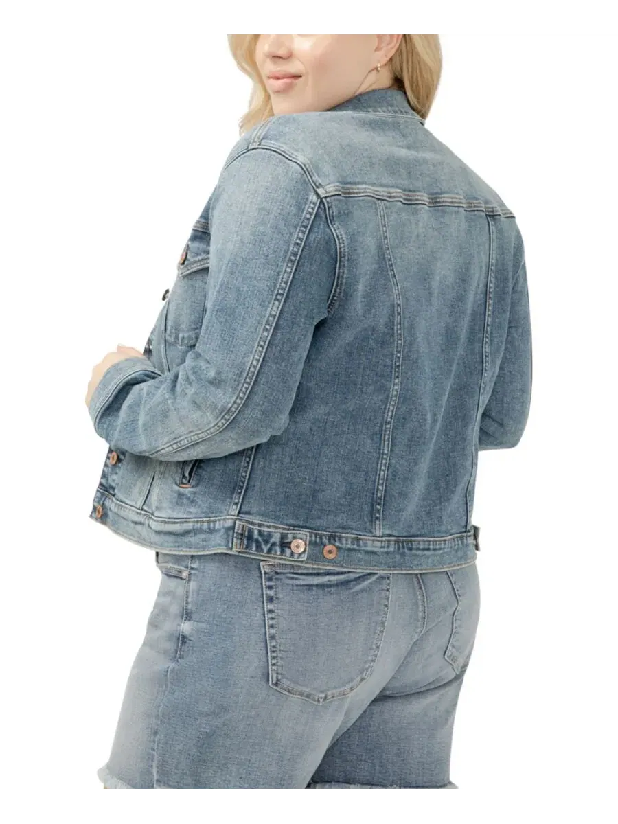 Джинсовая куртка с вырезом большого размера Silver Jeans Co. — изображение 16 из 16, синий