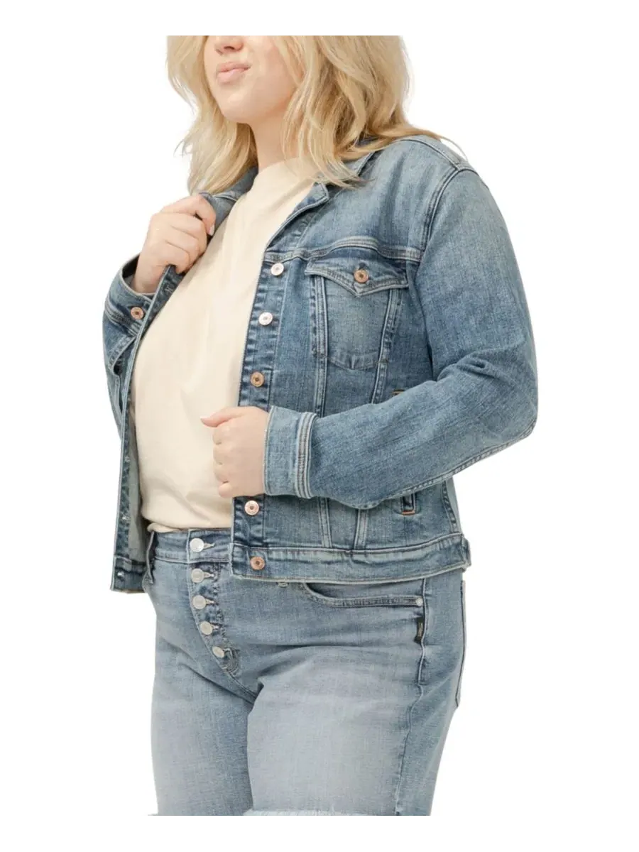 Джинсовая куртка с вырезом большого размера Silver Jeans Co. — изображение 8 из 16, синий