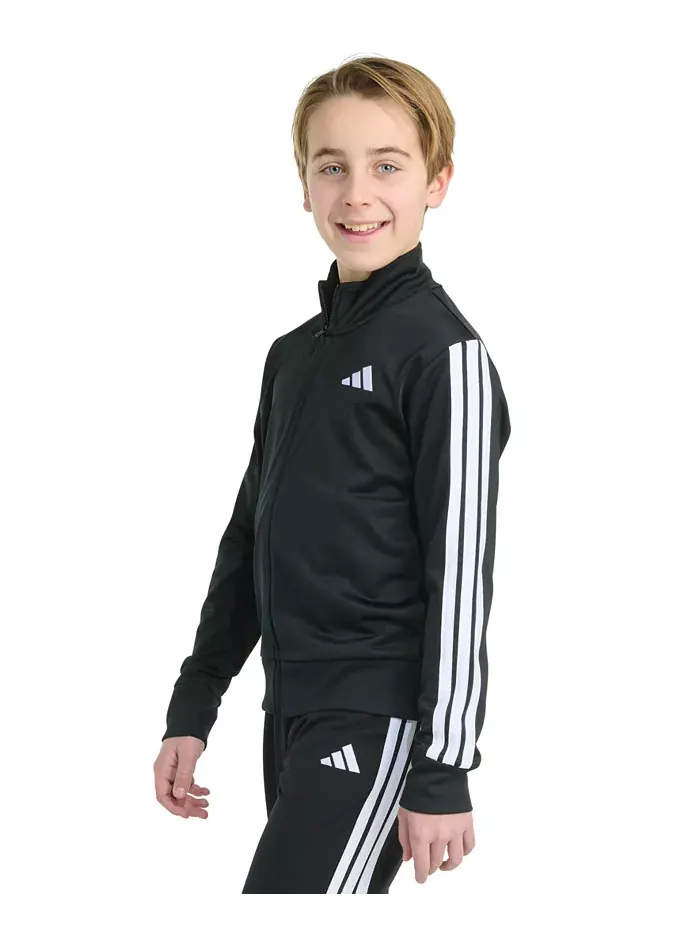 Большая детская трикотажная куртка с длинным рукавом на молнии Essential adidas — изображение 3 из 8, черный