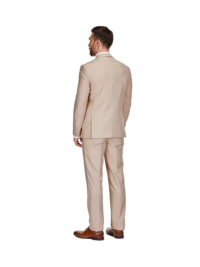 Мужской трехкомпонентный костюм Slim Fit с жилетом Braveman — изображение 2 из 4, бежевый/бежевый