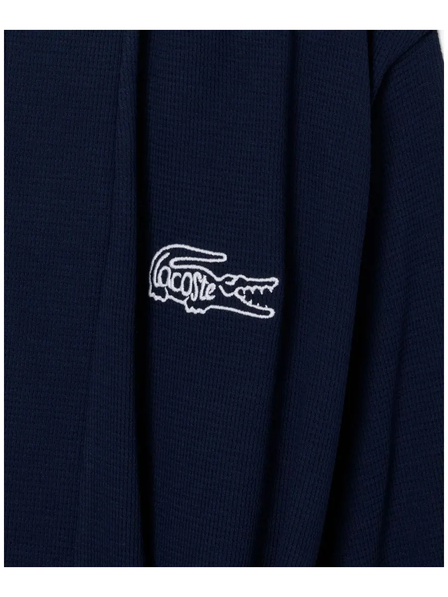 Мужской халат Lacoste вафельный — изображение 4 из 7, темно-синий