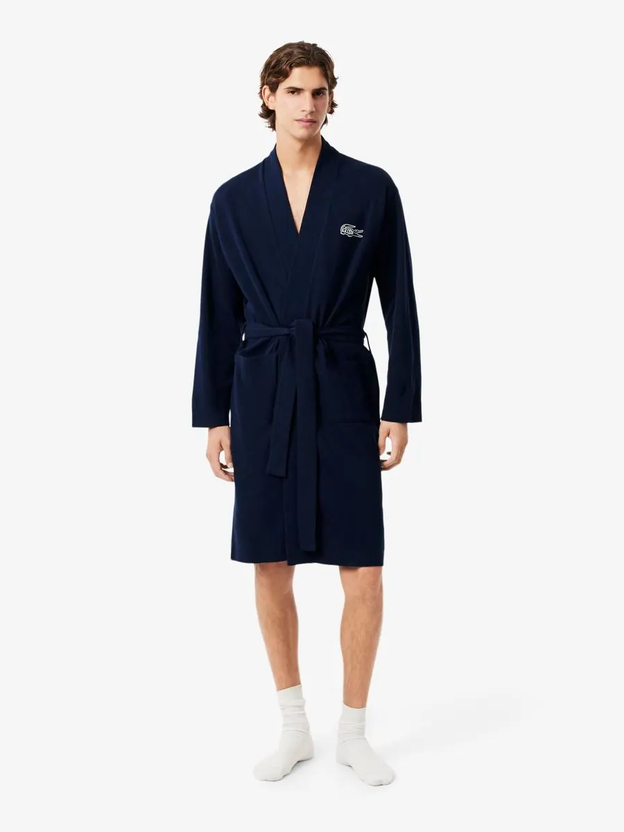 Мужской халат Lacoste вафельный — изображение 5 из 7, темно-синий