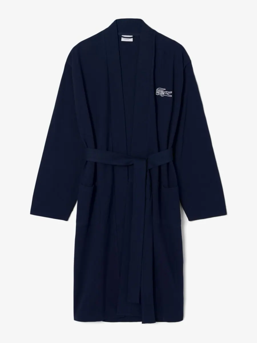 Мужской халат Lacoste вафельный — изображение 7 из 7, темно-синий
