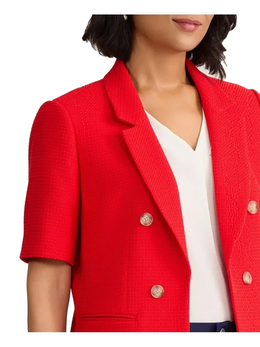 Жакет с имитацией двубортного кроя, Petite Faux Double-Breasted Jacket Jones New York — изображение 4 из 5, красный