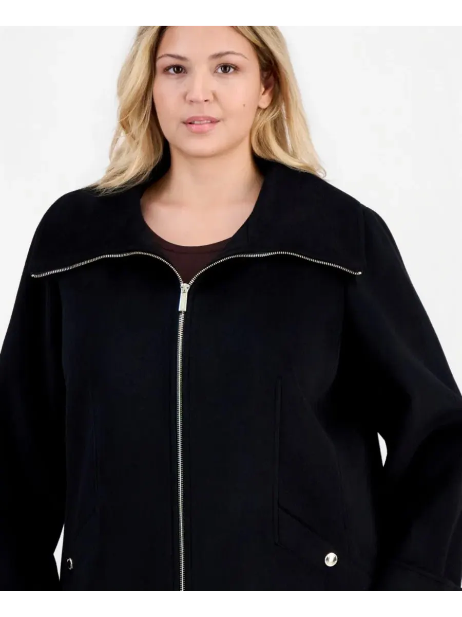 Пальто с воротником и молнией спереди Michael Kors — изображение 2 из 3, черный