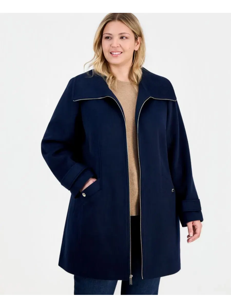 Пальто с воротником и застежкой-молнией MICHAEL Michael Kors — изображение 1 из 3, синий