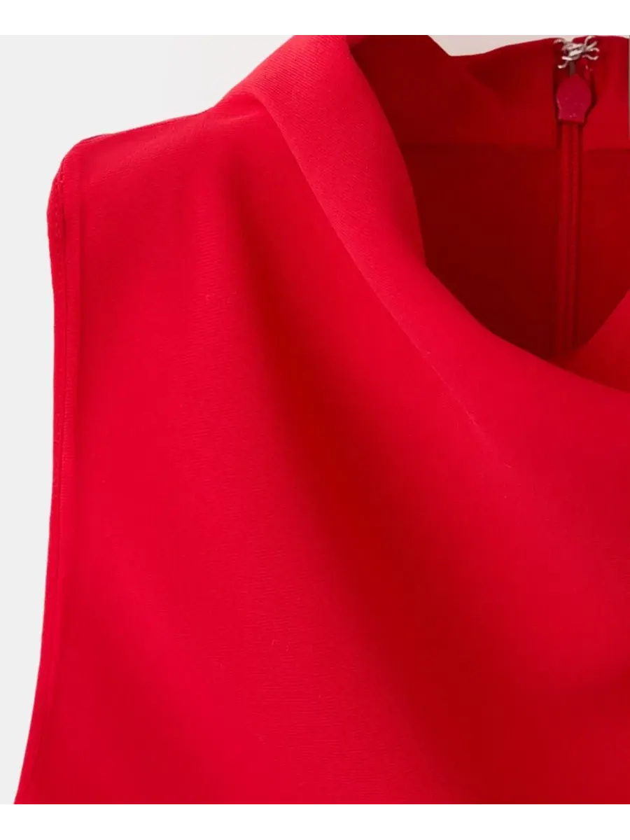 Платье с драпированным вырезом, модель Draped Neckline Ruched Dress MANGO — изображение 5 из 6, красный