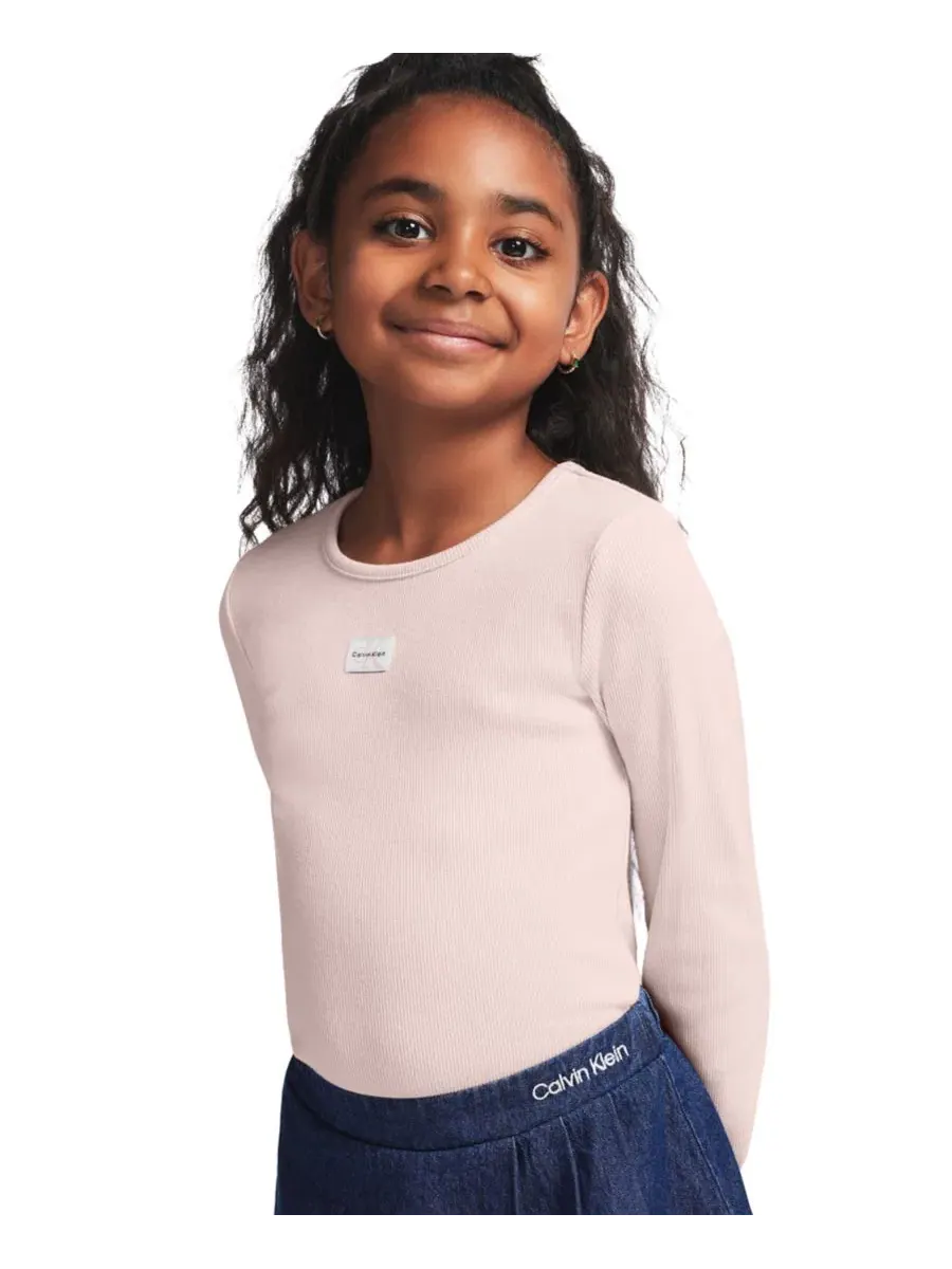 Комплект из топа с длинным рукавом и джинсовой юбки-шорт Calvin Klein — изображение 4 из 10, розовый/синий