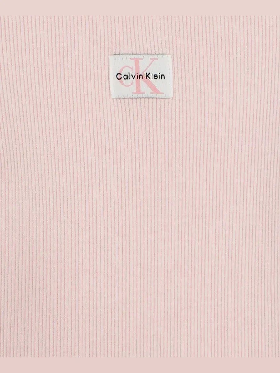Комплект из топа с длинным рукавом и джинсовой юбки-шорт Calvin Klein — изображение 10 из 10, розовый/синий