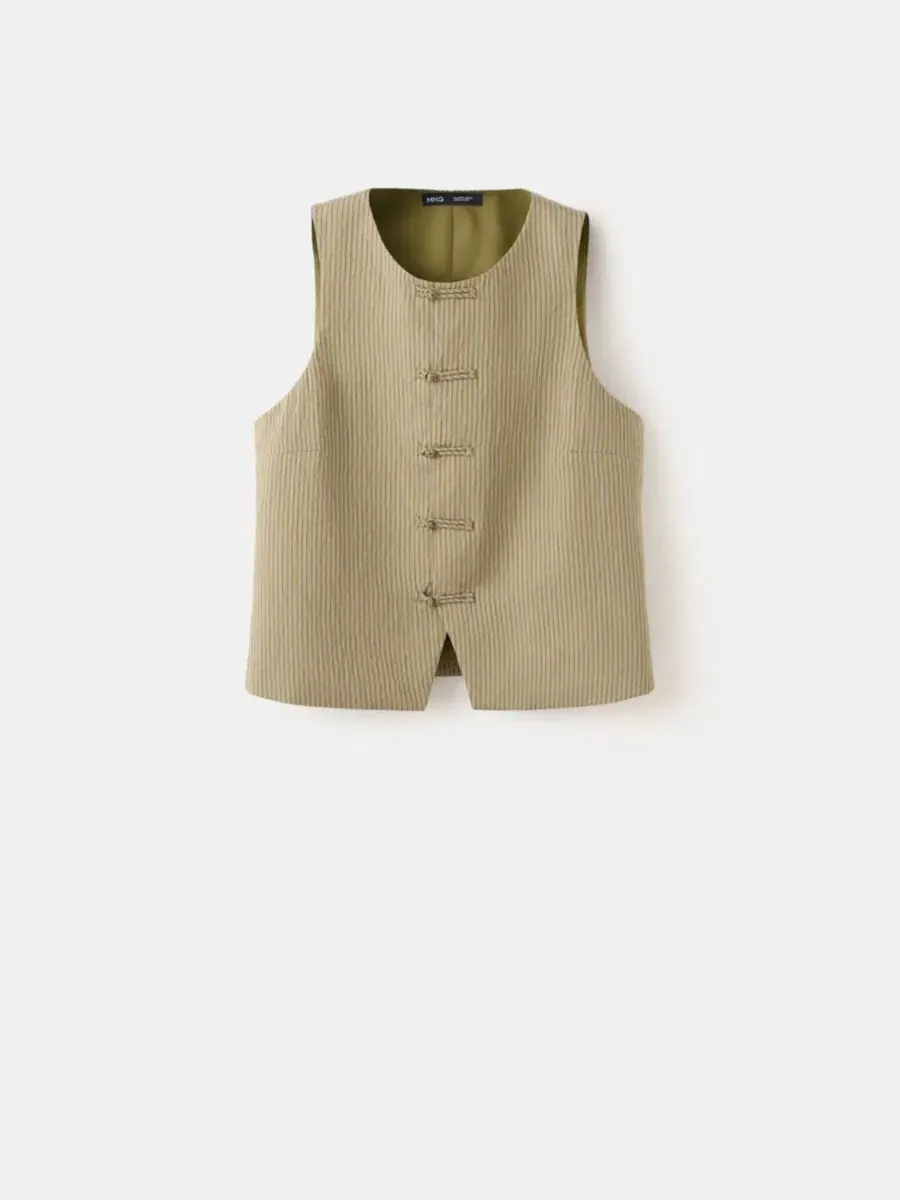 Жилет прямого кроя с принтом в полоску, модель Toggles Striped Vest MANGO