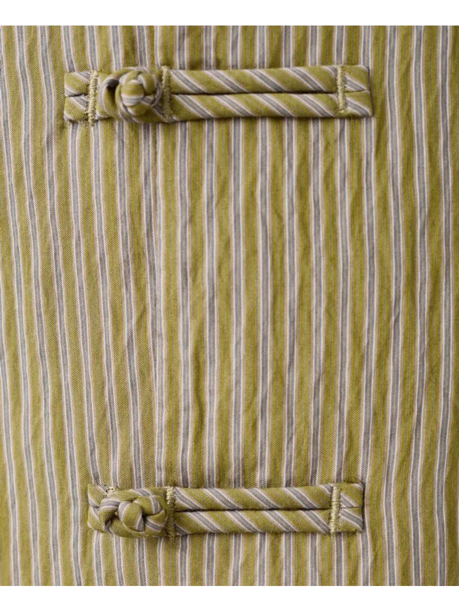 Жилет прямого кроя с принтом в полоску, модель Toggles Striped Vest MANGO — изображение 5 из 6, зеленый