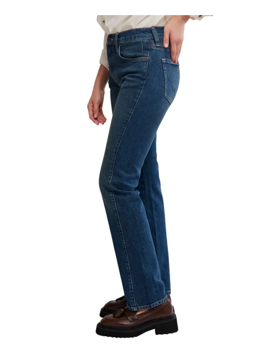 Джинсы зауженные с высокой посадкой Edie High-Rise Tapered Jeans Free People — изображение 3 из 5, синий