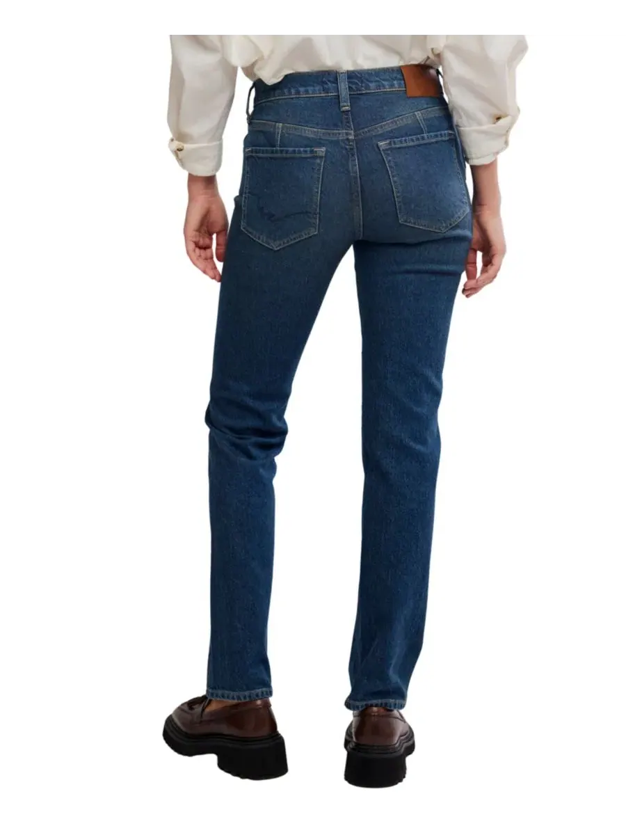 Джинсы зауженные с высокой посадкой Edie High-Rise Tapered Jeans Free People — изображение 5 из 5, синий