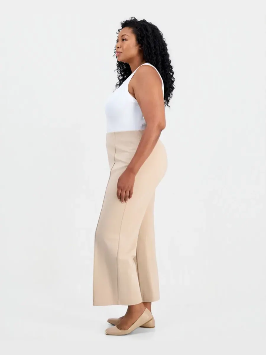 Брюки прямого кроя с широкой штаниной Plus Size JM Collection — изображение 2 из 4, коричневый