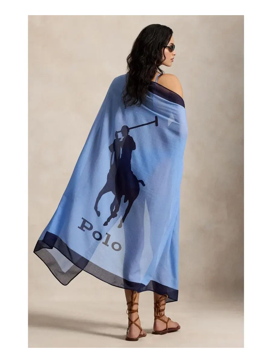 Женский пляжный халат-парео с длинным рукавом, Big Pony Polo Ralph Lauren — изображение 2 из 4, серый