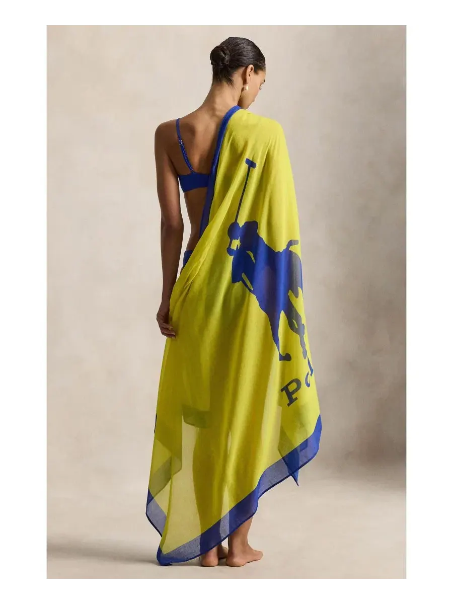 Женский пляжный сарафан-парео Big Pony Long Scarf Polo Ralph Lauren — изображение 2 из 4, желтый