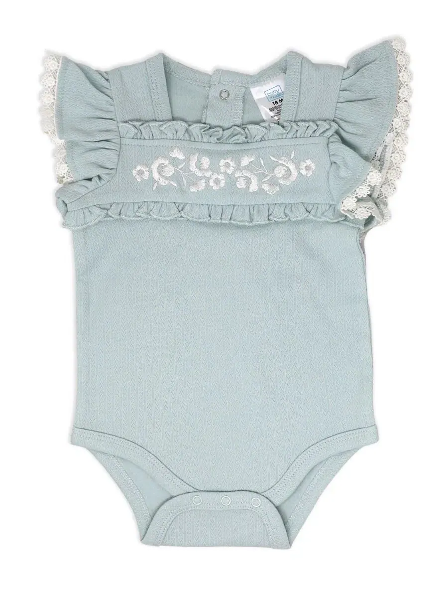Комплект из боди с коротким рукавом, джинсовых штанов и повязки на голову Baby Mode — изображение 2 из 4
