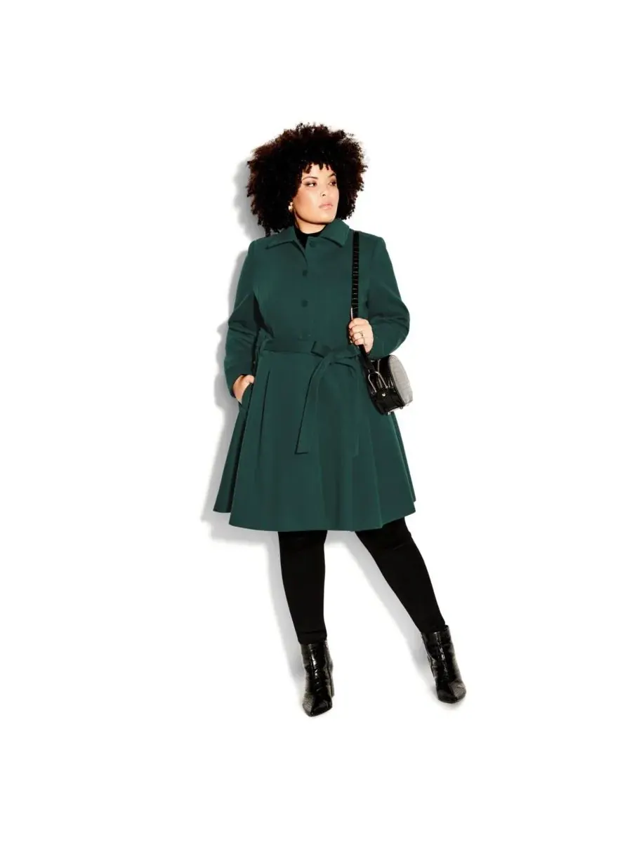 Женское пальто Blushing Belle больших размеров CITY CHIC — изображение 1 из 4, зеленый