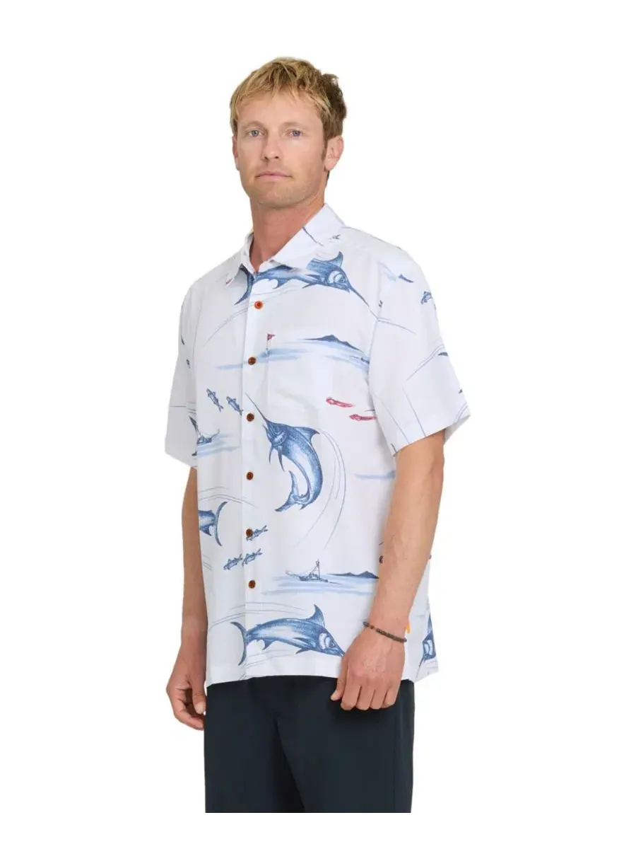 Мужская футболка Quiksilver с коротким рукавом и изображением рыбы Quiksilver Waterman — изображение 2 из 3, белый