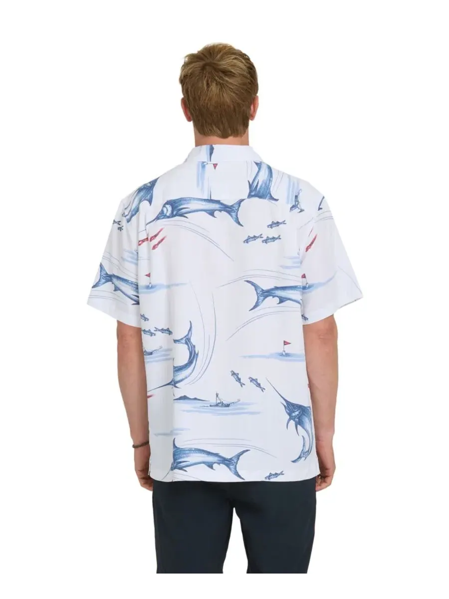 Мужская футболка Quiksilver с коротким рукавом и изображением рыбы Quiksilver Waterman — изображение 3 из 3, белый