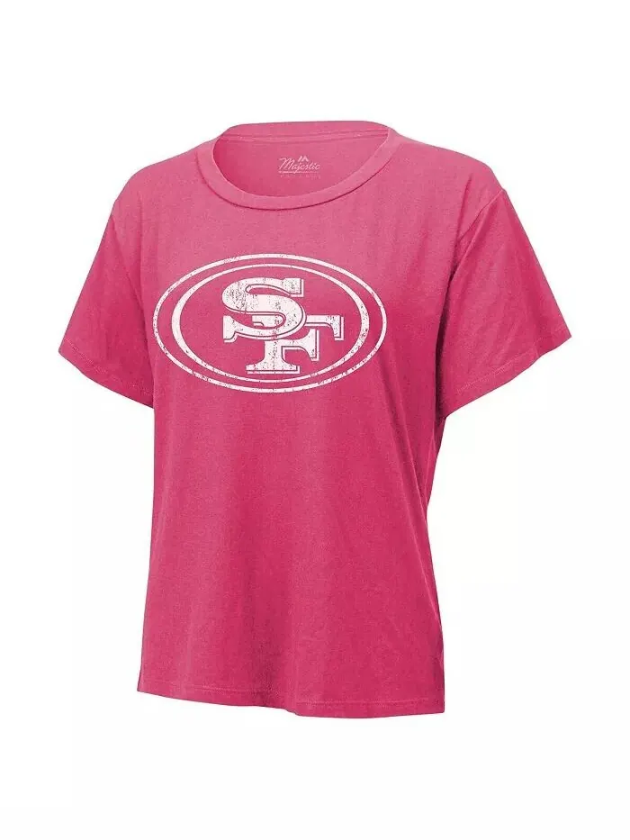 Женская футболка с принтом Brock Purdy розового цвета и номером San Francisco 49ers Majestic — изображение 3 из 3, розовый