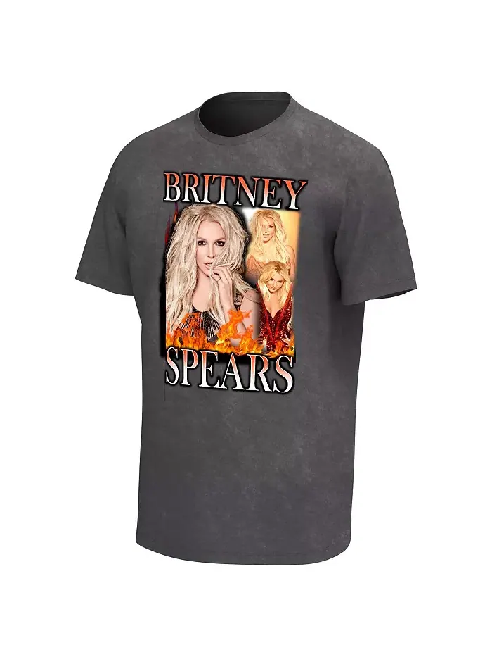 Мужская черная футболка с принтом Britney Spears Fire, эффект потертости Philcos — изображение 3 из 3