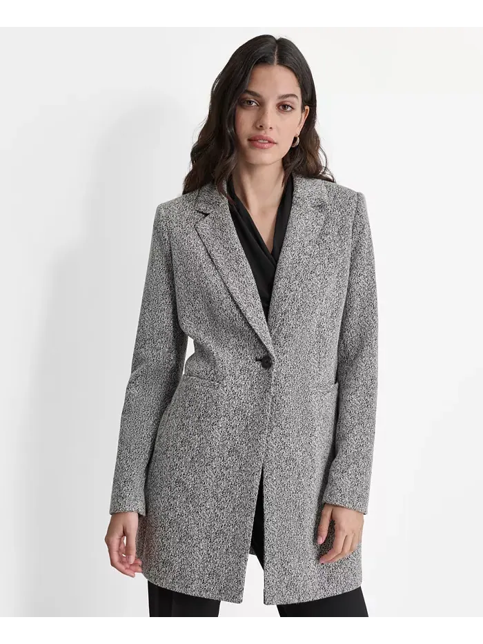 Женская однобортная куртка с лацканами и длинными рукавами, Regular & Petite DKNY