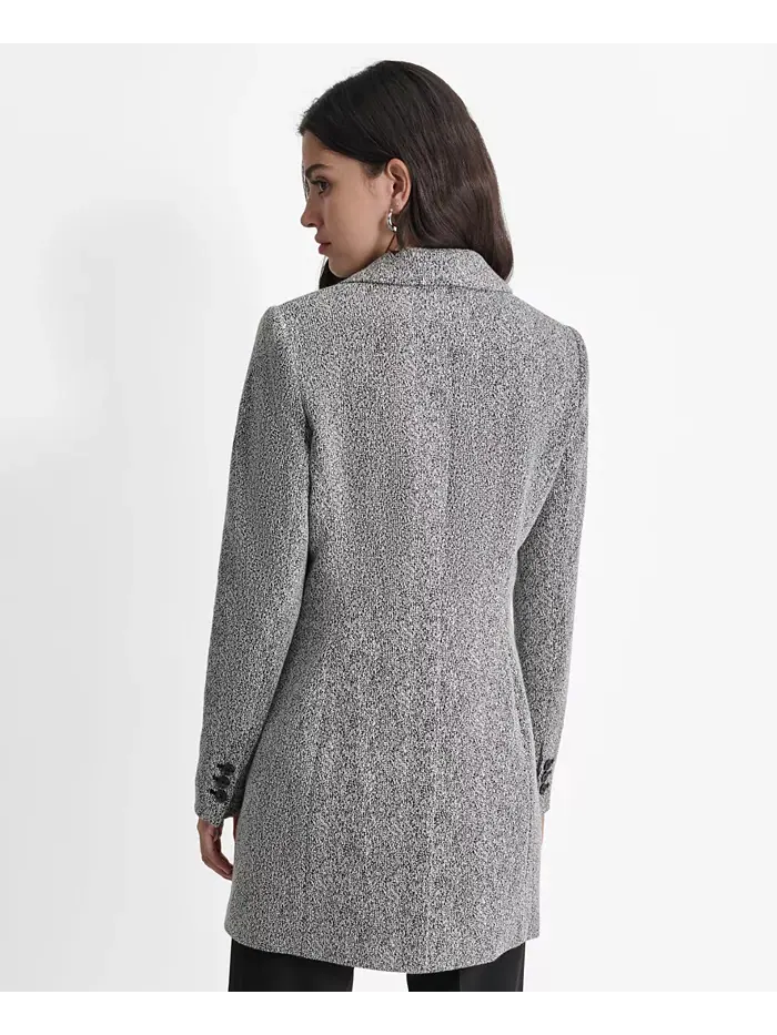 Женская однобортная куртка с лацканами и длинными рукавами, Regular & Petite DKNY — изображение 2 из 5, черный/белый