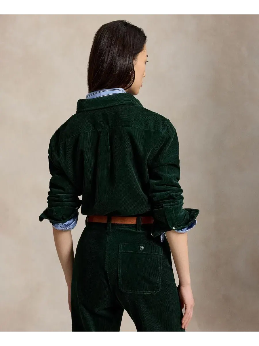 Классическая рубашка из хлопкового вельвета Polo Ralph Lauren — изображение 5 из 6, темный зеленый