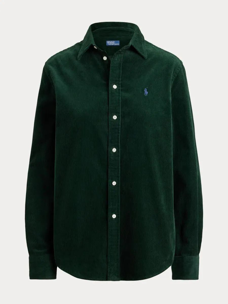 Классическая рубашка из хлопкового вельвета Polo Ralph Lauren — изображение 6 из 6, темный зеленый