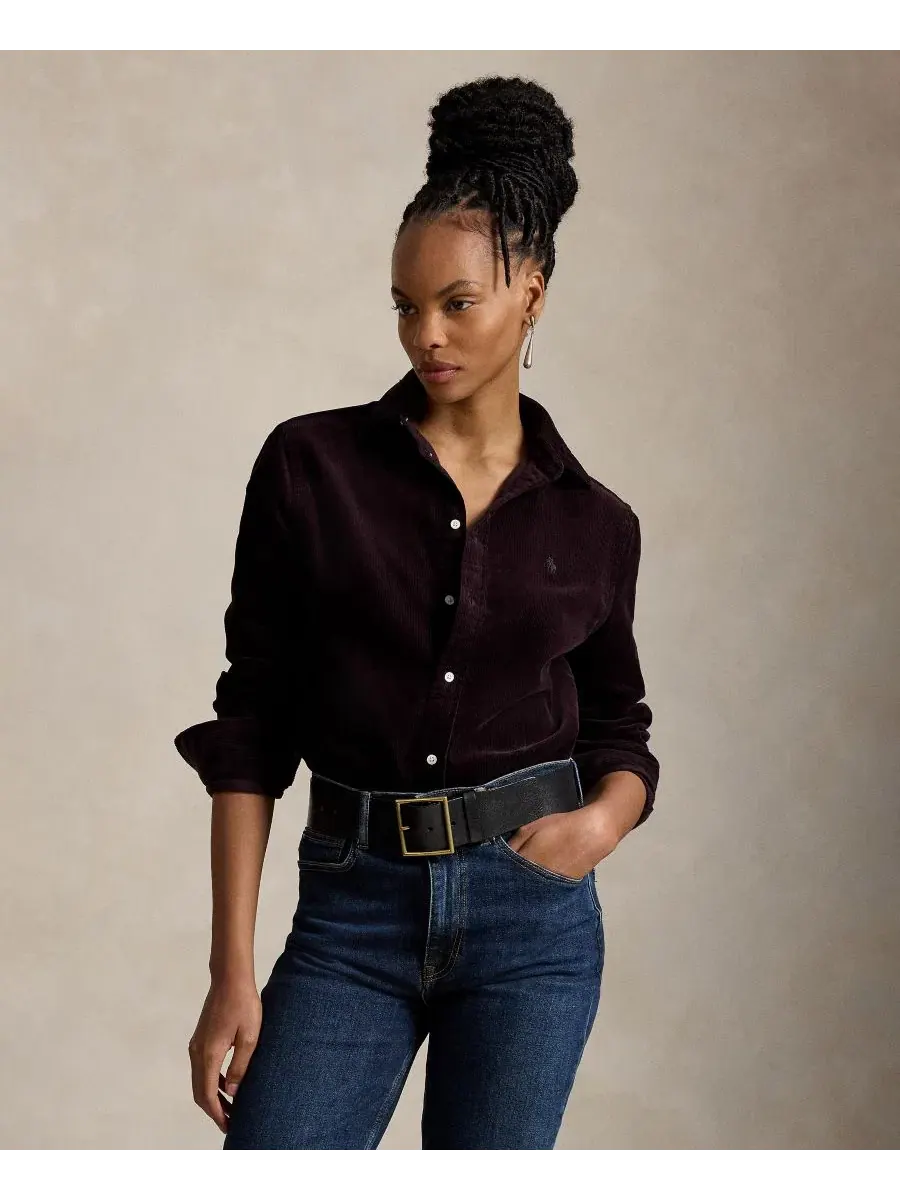 Классическая рубашка из хлопкового вельвета Polo Ralph Lauren, Midnight Merlot