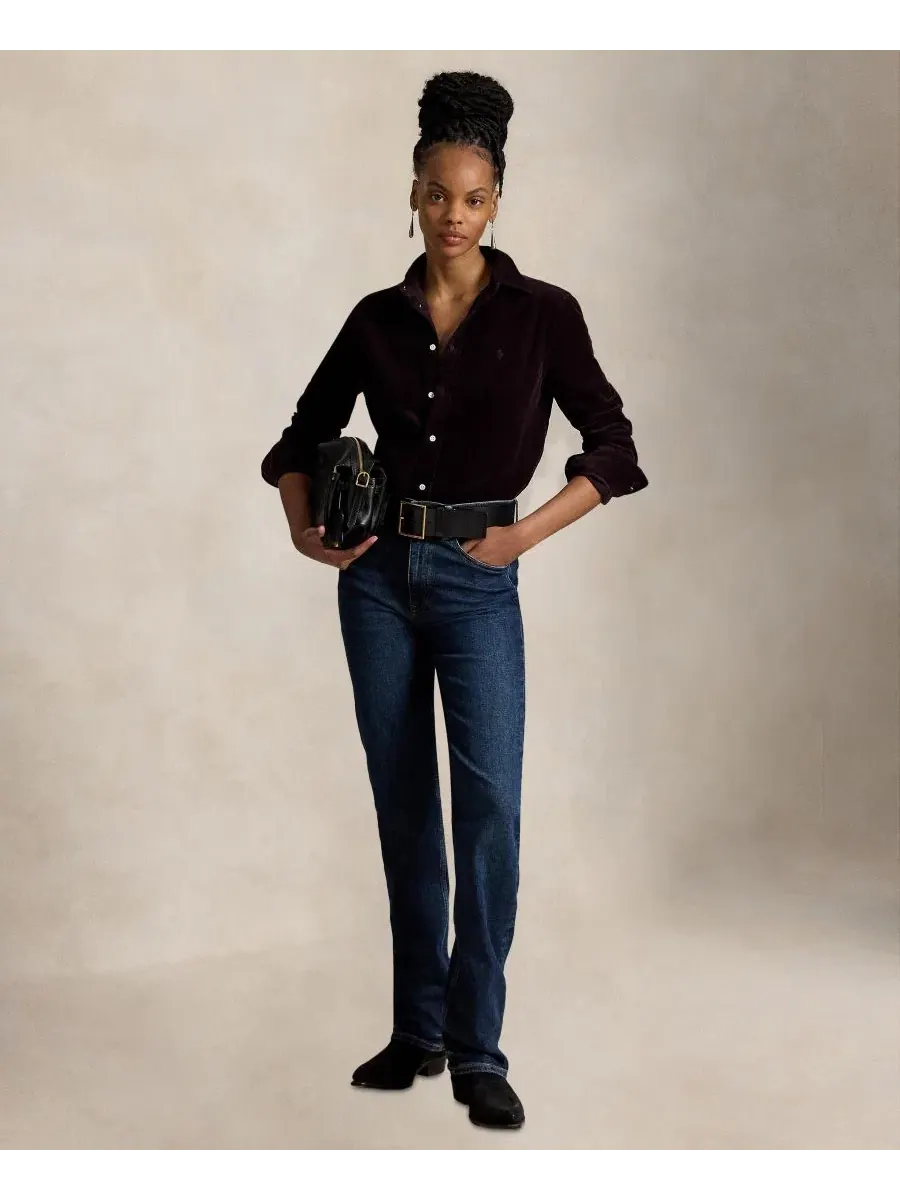 Классическая рубашка из хлопкового вельвета Polo Ralph Lauren, Midnight Merlot — изображение 2 из 5