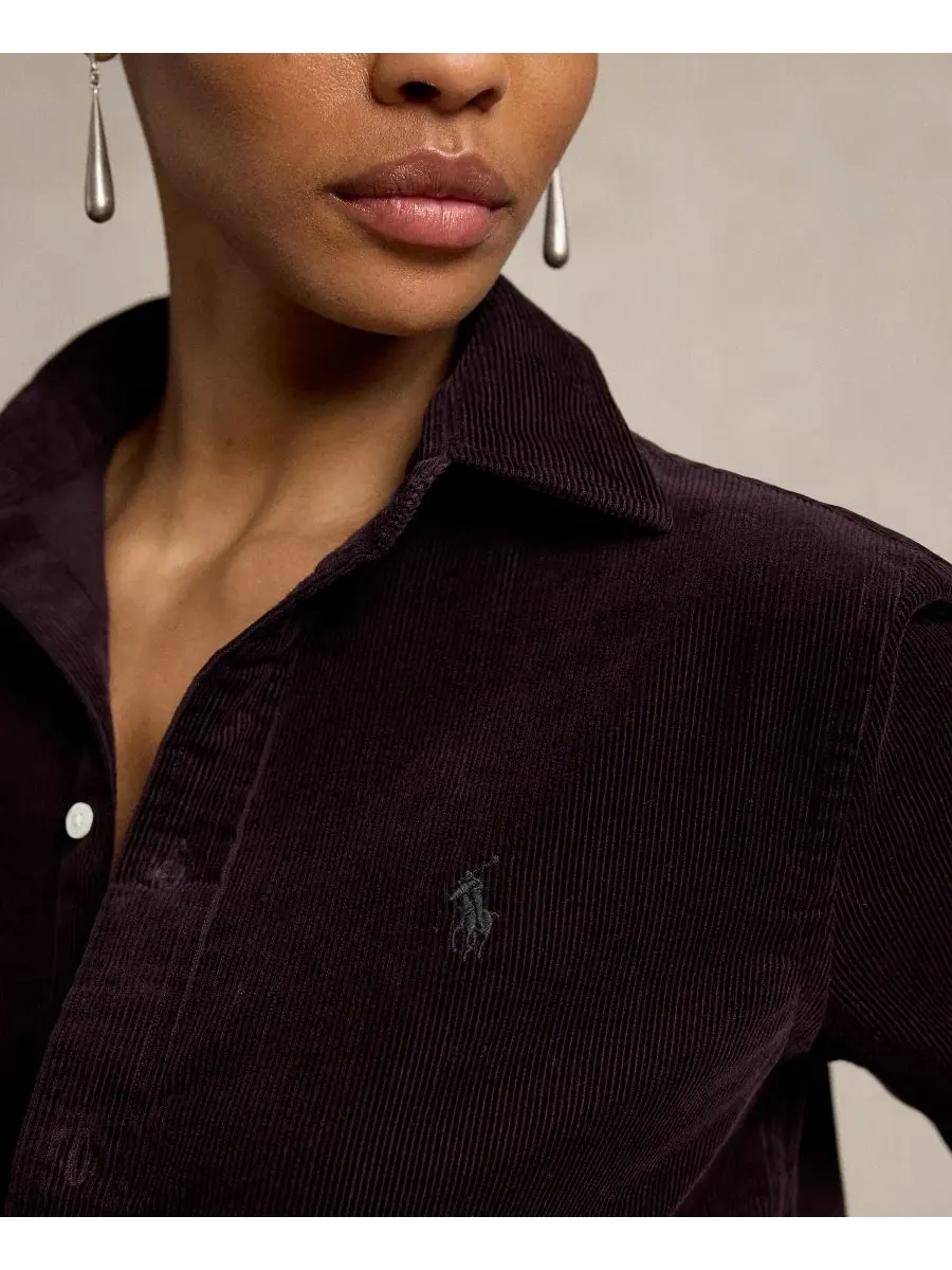 Классическая рубашка из хлопкового вельвета Polo Ralph Lauren, Midnight Merlot — изображение 3 из 5