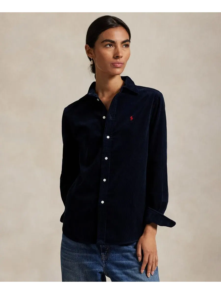 Классическая рубашка из хлопкового вельвета Polo Ralph Lauren — изображение 1 из 4, темно-синий