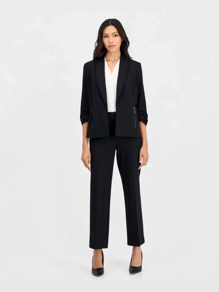 Жакет с шальным воротником и застежкой на молнию Anne Klein Essentials — изображение 4 из 5, черный